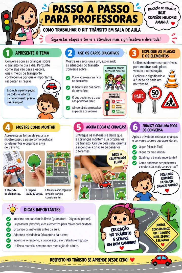 Kit Aprendendo no Trânsito — Atividades, Cards e Recorte e Monte em PDF — imagem 5