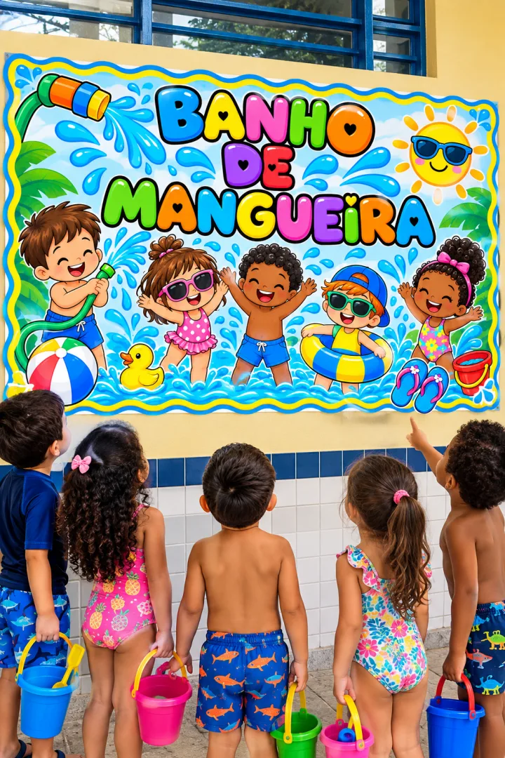 Kit Banho de Mangueira Educação Infantil– Painel, Combinados e Atividade Colorida Em PDF! — imagem 5