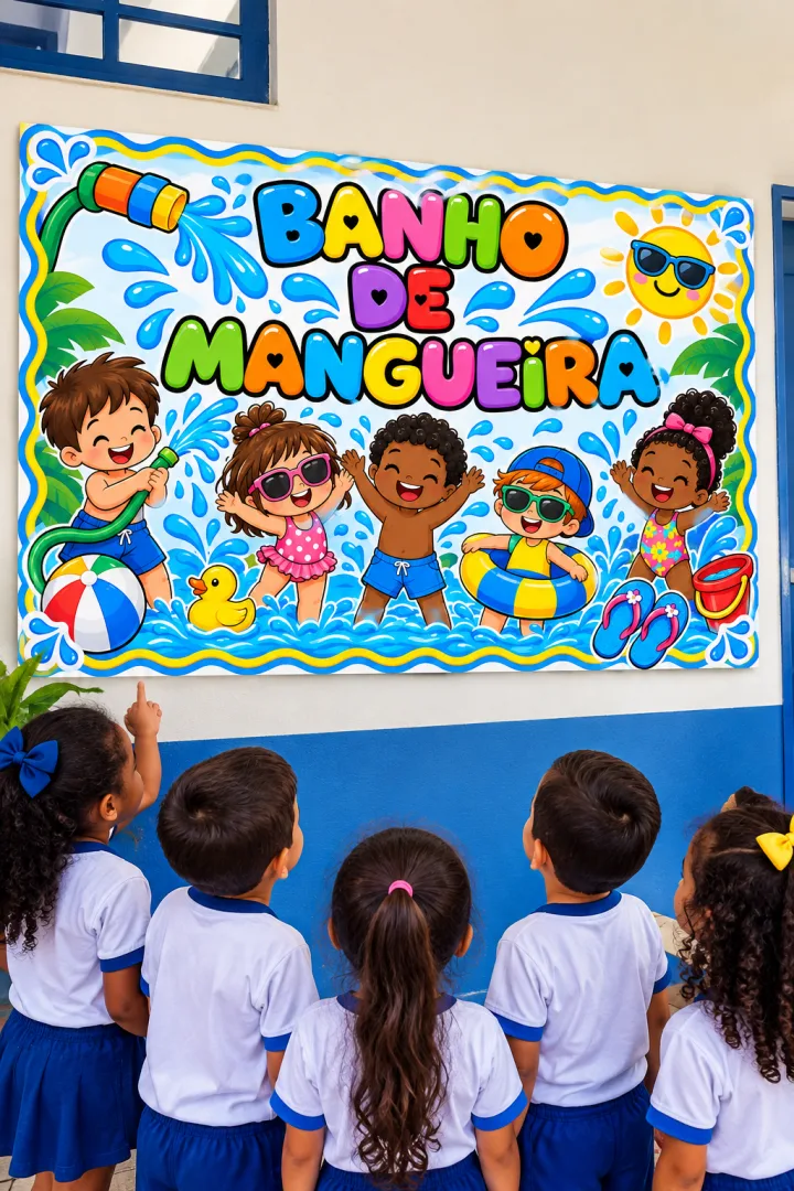 Kit Banho de Mangueira Educação Infantil– Painel, Combinados e Atividade Colorida Em PDF! — imagem 4
