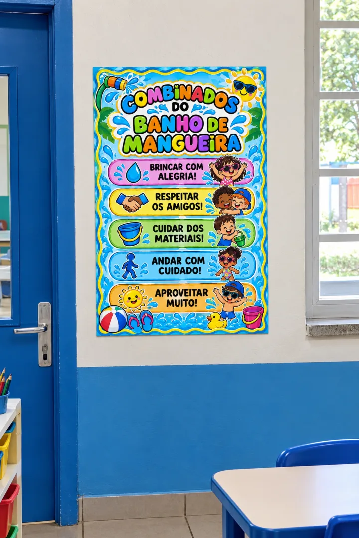 Kit Banho de Mangueira Educação Infantil– Painel, Combinados e Atividade Colorida Em PDF! — imagem 2