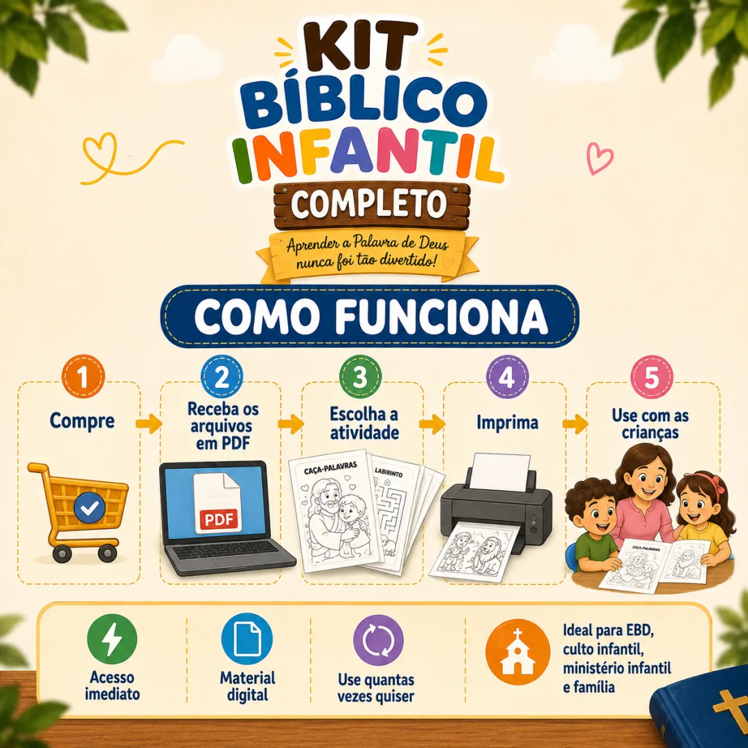 Kit Bíblico Infantil Completo | +175 Atividades e Materiais em PDF — imagem 3