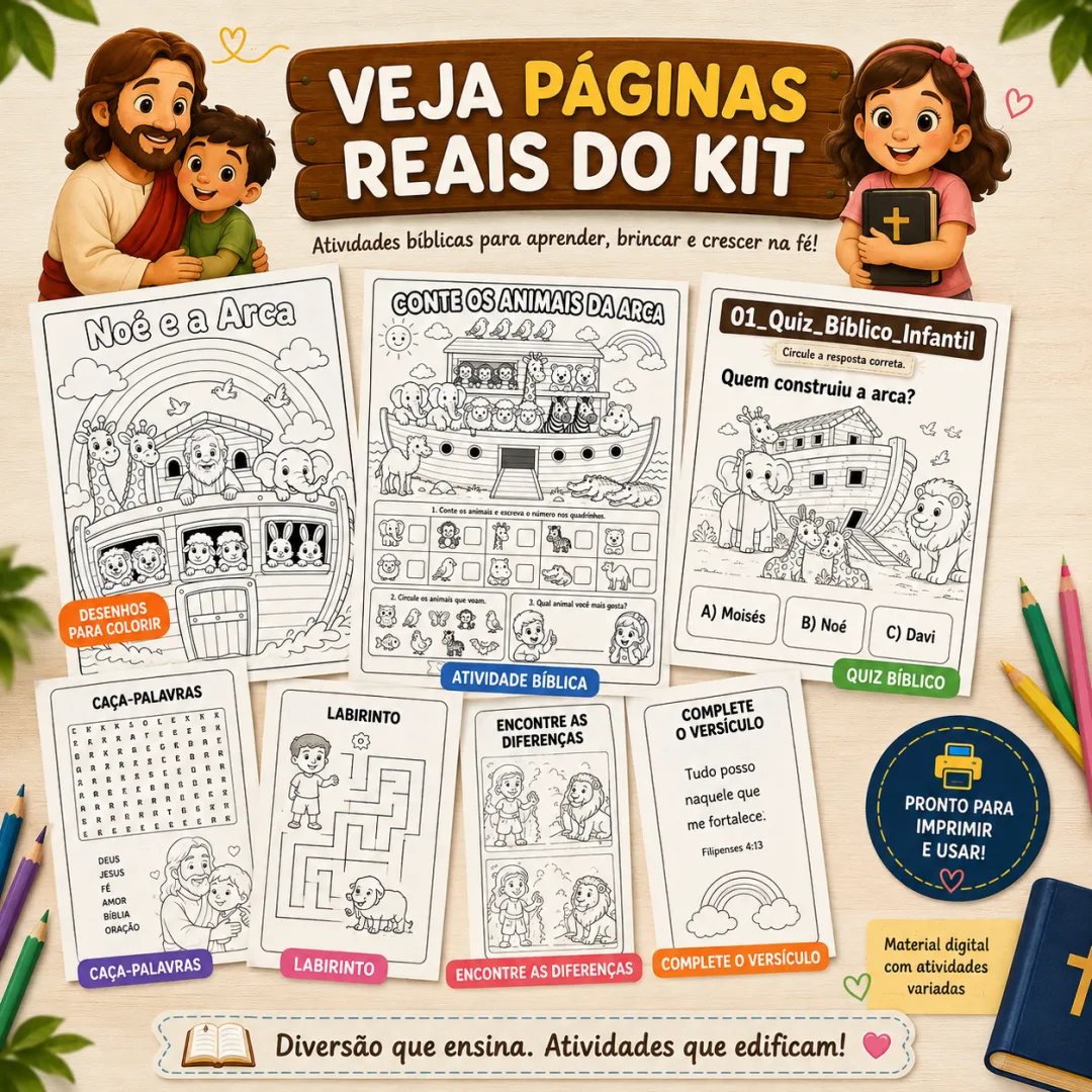 Kit Bíblico Infantil Completo | +175 Atividades e Materiais em PDF — imagem 5