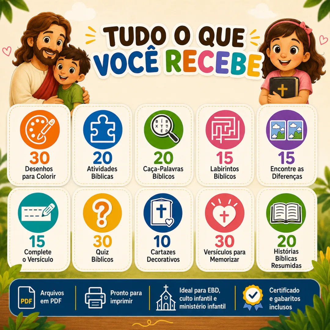Kit Bíblico Infantil Completo | +175 Atividades e Materiais em PDF — imagem 2