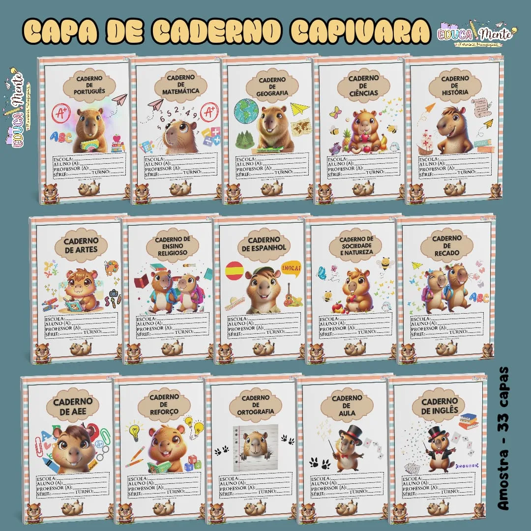 🤎 KIT CAPA DE CADERNO CAPIVARAS 🤎 — imagem 4