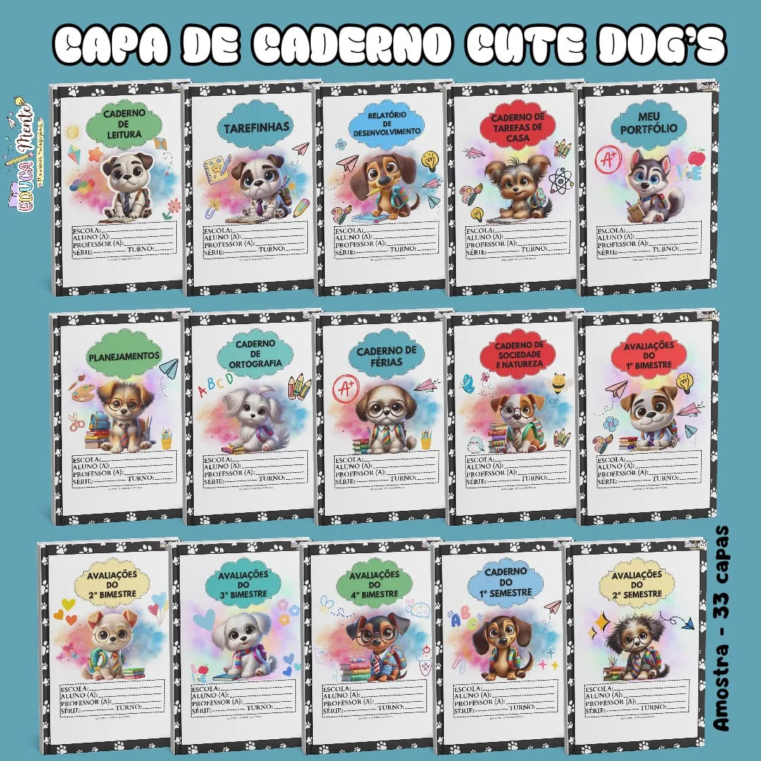 🩵 KIT CAPA DE CADERNO CUTE DOGS 🩵 — imagem 2