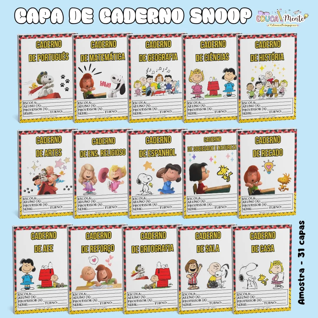 💛 KIT CAPA DE CADERNO SNOOP 💛 — imagem 2