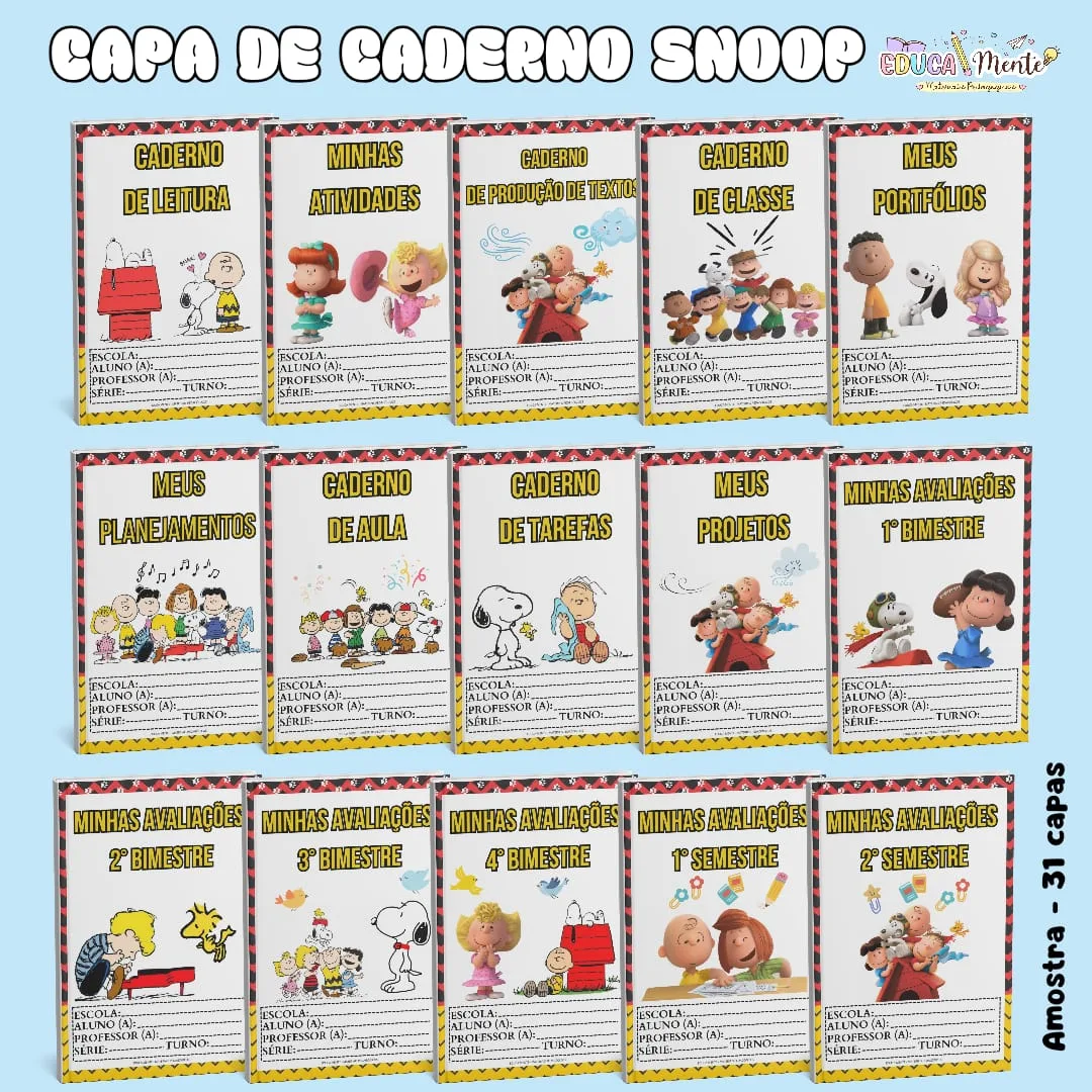 💛 KIT CAPA DE CADERNO SNOOP 💛 — imagem 3