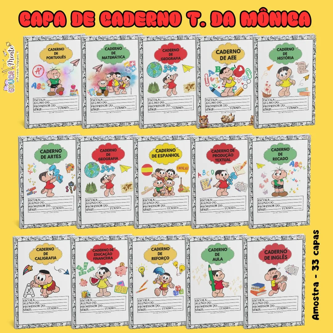 ❤️ KIT CAPA DE CADERNO TURMA DA MÔNICA ❤️ — imagem 2