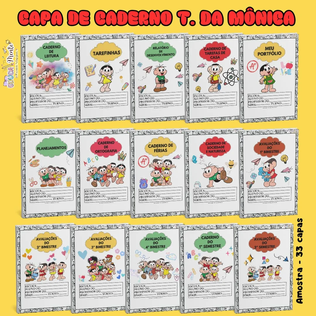 ❤️ KIT CAPA DE CADERNO TURMA DA MÔNICA ❤️ — imagem 3