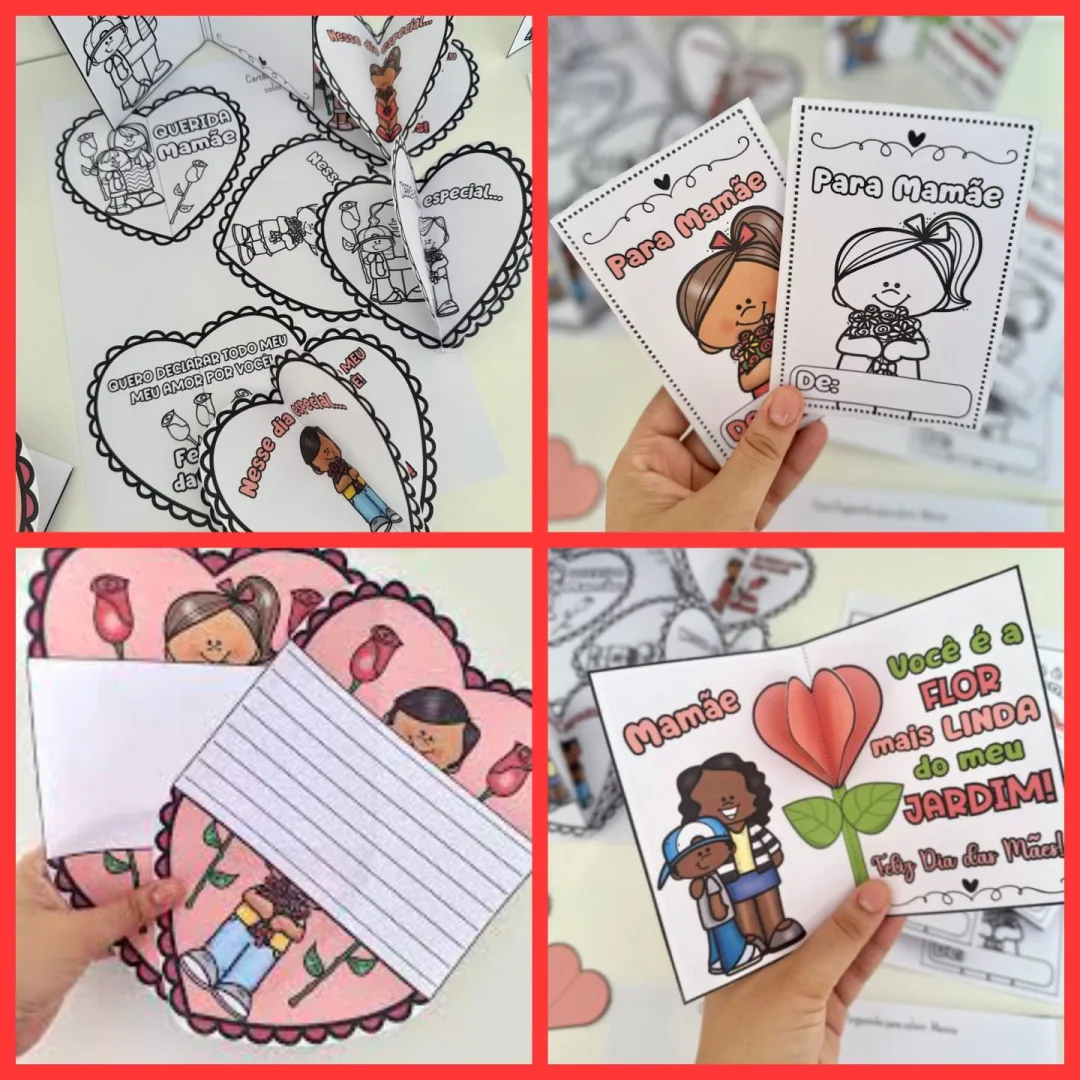 KIT CARTÕES: "FELIZ DIA DAS MÃES" + "FELIZ DIA DE QUEM CUIDA DE MIM" — imagem 2