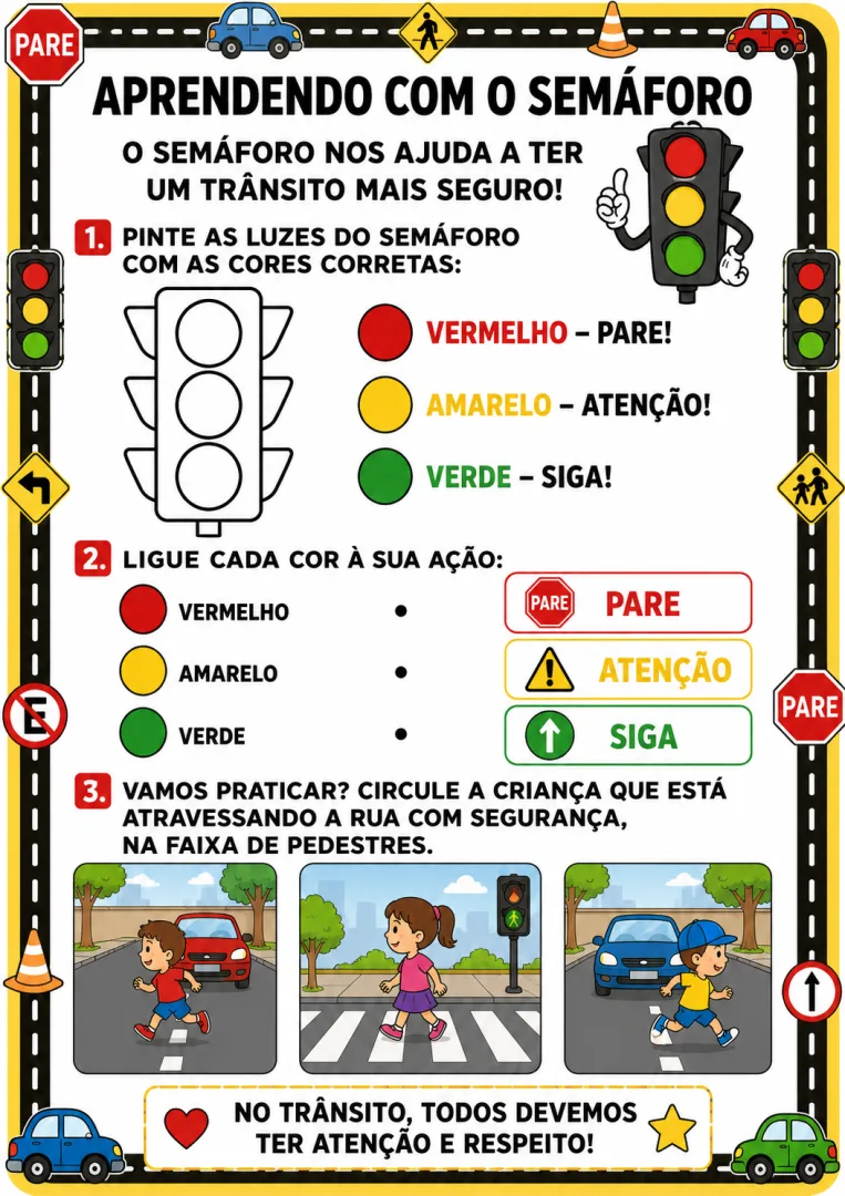 KIT COM 3 FOLHAS DE ATIVIDADES SEMANA DO TRÂNSITO.  — imagem 2