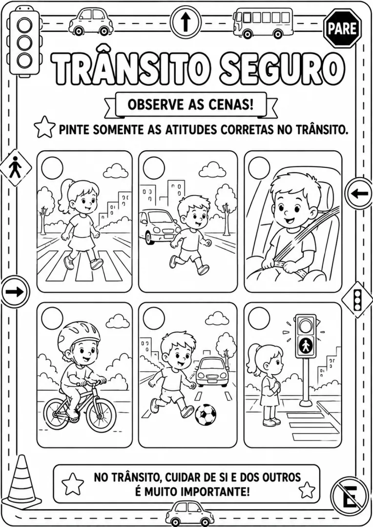 KIT COM 3 FOLHAS DE ATIVIDADES SEMANA DO TRÂNSITO.  — imagem 4