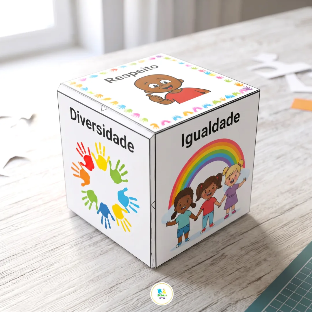 Kit Consciência Negra: Bandeirinha da Diversidade + Cubo das Palavras para Imprimir — imagem 3