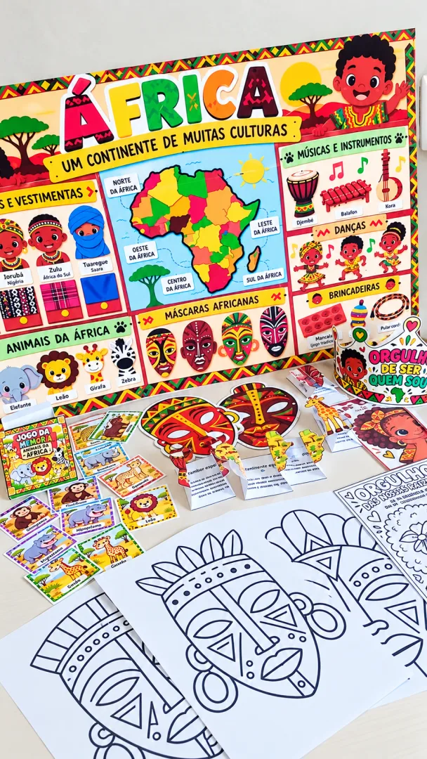 Kit Consciência Negra Continente Africano Painel - Educação infantil PDF — imagem 4
