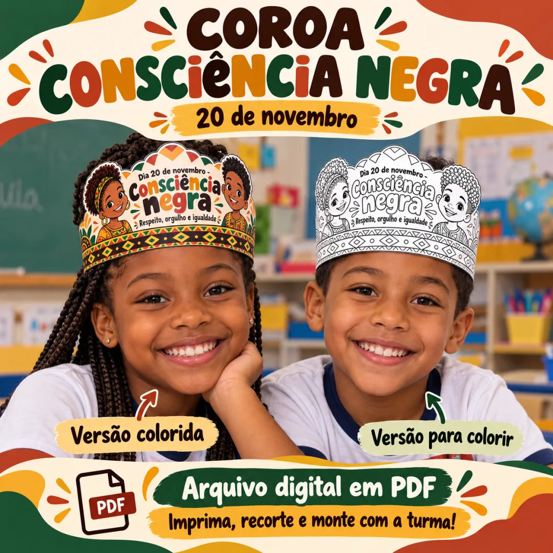 Kit Consciência Negra – Painel + Coroa PDF - Ed. Infantil e EFI — imagem 5