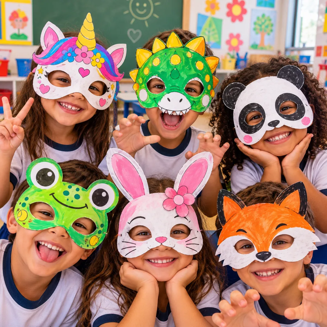 Kit de Atividades Dia das Crianças — Pintura Infantil, Máscaras Malucas e Arte com Guache em PDF — imagem 4