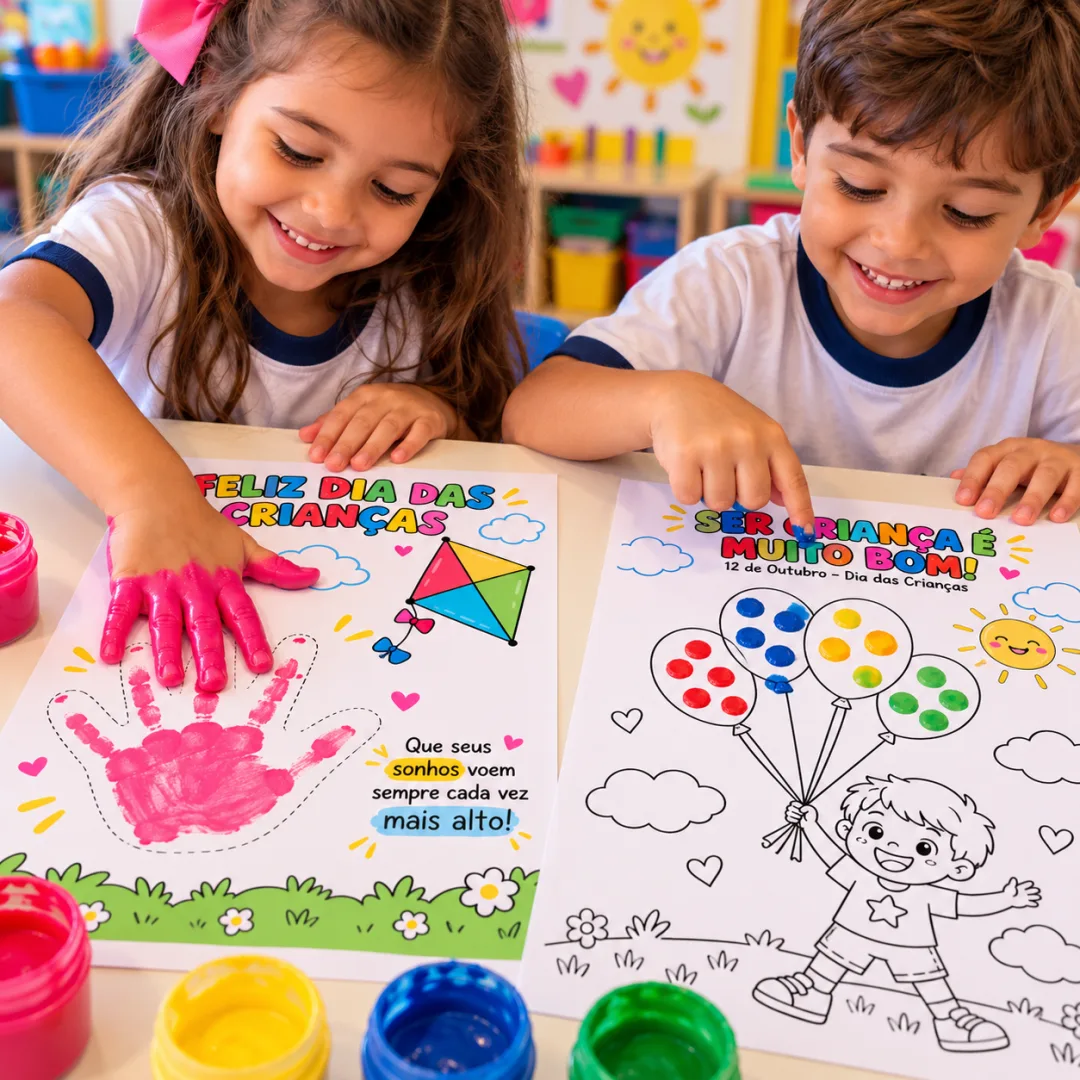 Kit de Atividades Dia das Crianças — Pintura Infantil, Máscaras Malucas e Arte com Guache em PDF — imagem 3