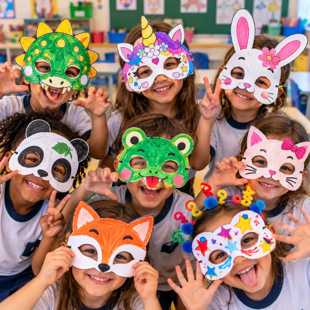 Kit de Atividades Dia das Crianças — Pintura Infantil, Máscaras Malucas e Arte com Guache em PDF — imagem 5