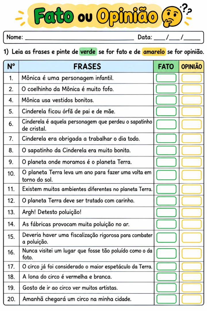 KIT DE ATIVIDADES: FATO OU OPINIÃO? — imagem 6