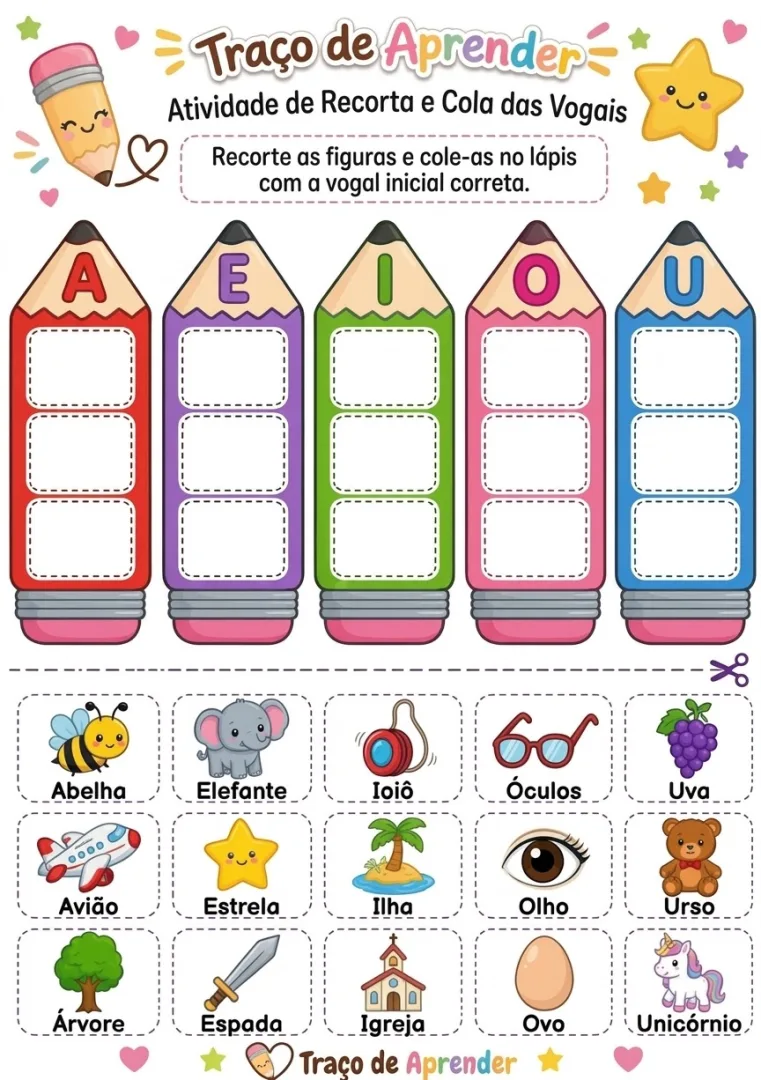 Kit de Atividades para Educação Infantil, Vogais, Números e Formas Geométricas PDF — imagem 2