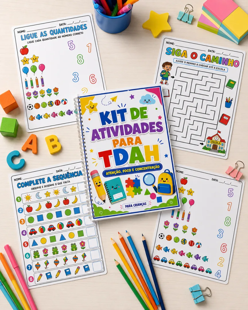  KIT DE ATIVIDADES PARA TDAH — ATENÇÃO, FOCO E CONCENTRAÇÃO — imagem 2