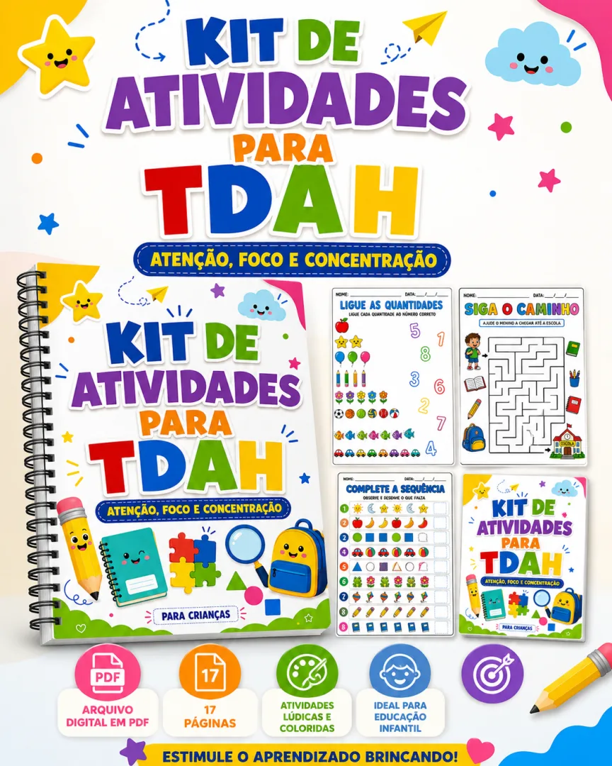 🎯 KIT DE ATIVIDADES PARA TDAH — ATENÇÃO, FOCO E CONCENTRAÇÃO — imagem 3