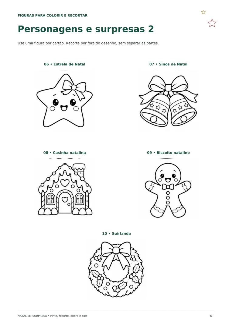 Kit de Cartões de Natal em 3D para Colorir e Montar nos Anos Iniciais em PDF — imagem 3