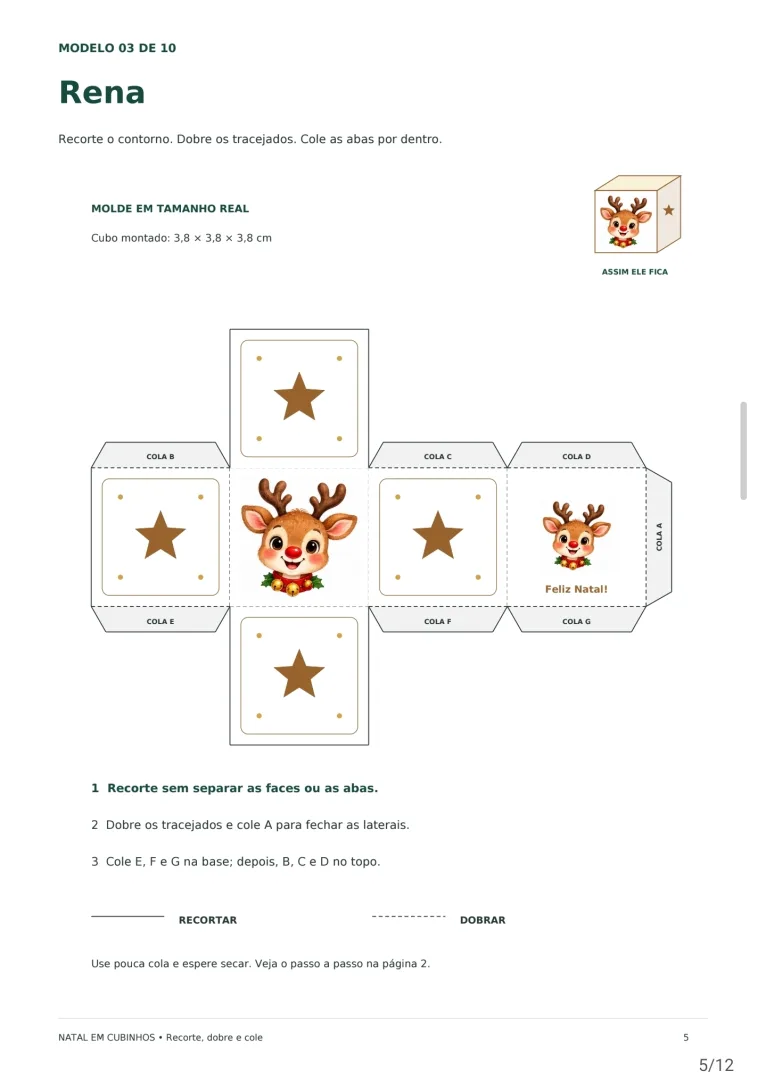 Kit de Dobraduras de Natal em Cubinhos em PDF — imagem 3