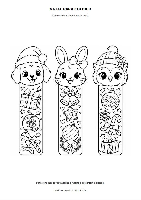 Kit de Marcadores de Página de Natal para Colorir em PDF — imagem 2