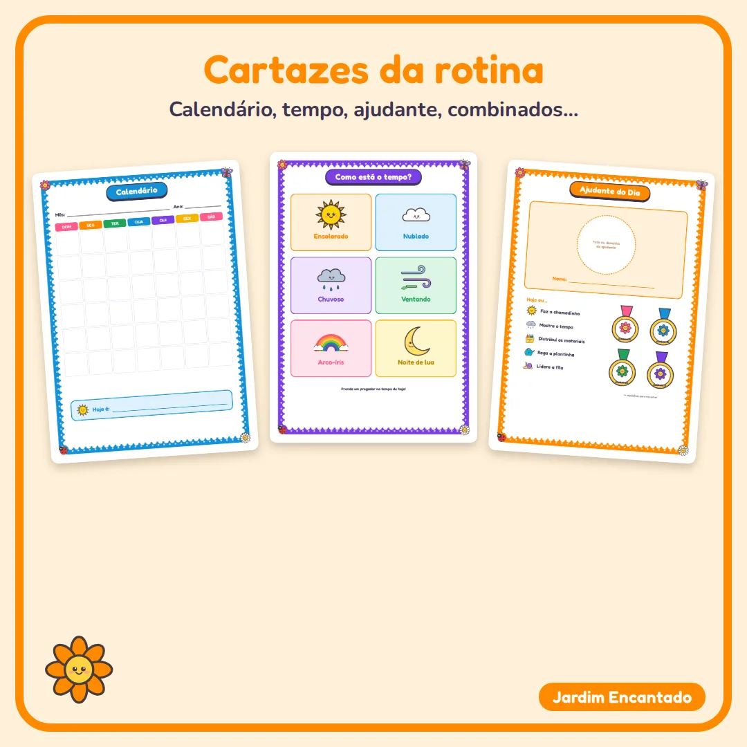 Kit Decoração de Sala Jardim Encantado: Alfabeto, Números, Calendário, Rotina e Bandeirolas | Ed. Infantil em PDF — imagem 5