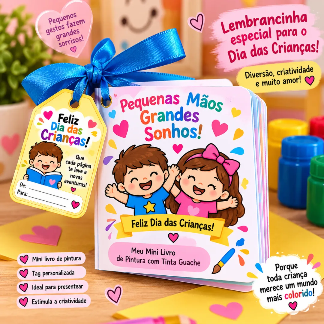Kit Dia das Crianças — Mini Livro de Pintura + Tags para Livros em PDF — imagem 3
