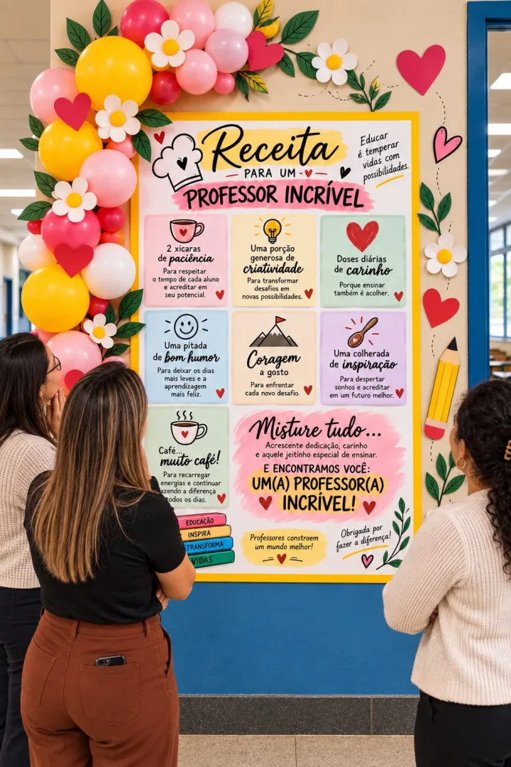Kit Dia dos Professores Educação infantil ao 5º ano – Painel e Cartão para Professores em PDF — imagem 2