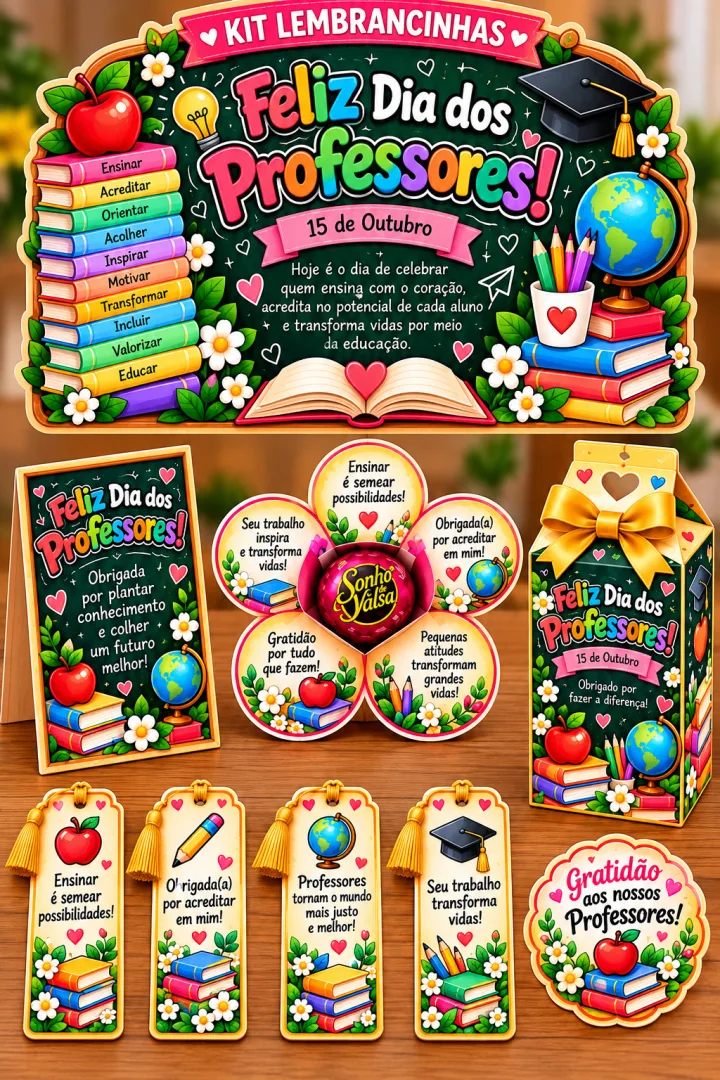 Kit Dia dos Professores - PDF pronto para imprimir Educação Infantil Fundamental.  — imagem 3
