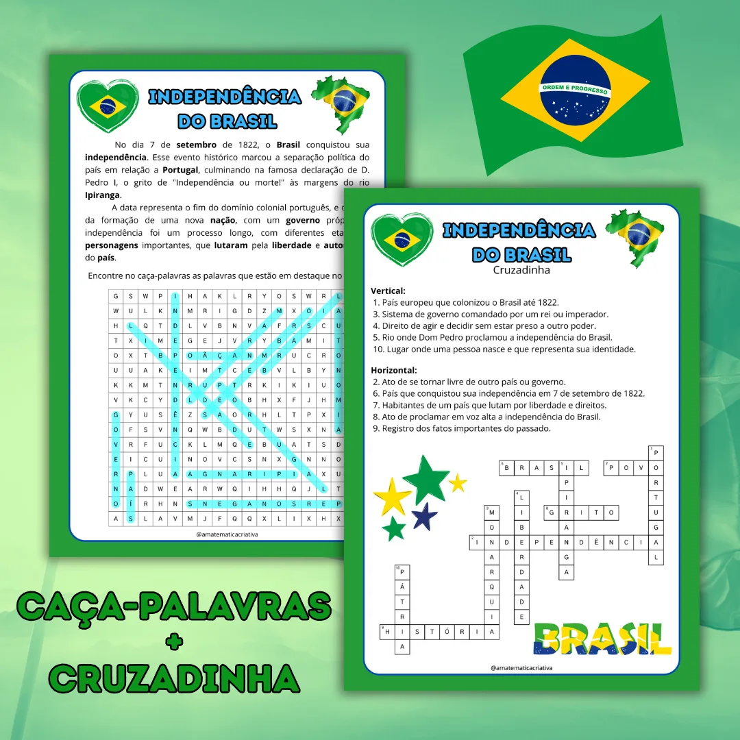 Kit Educativo Independência do Brasil – Caça-palavras + Cruzadinha — imagem 2