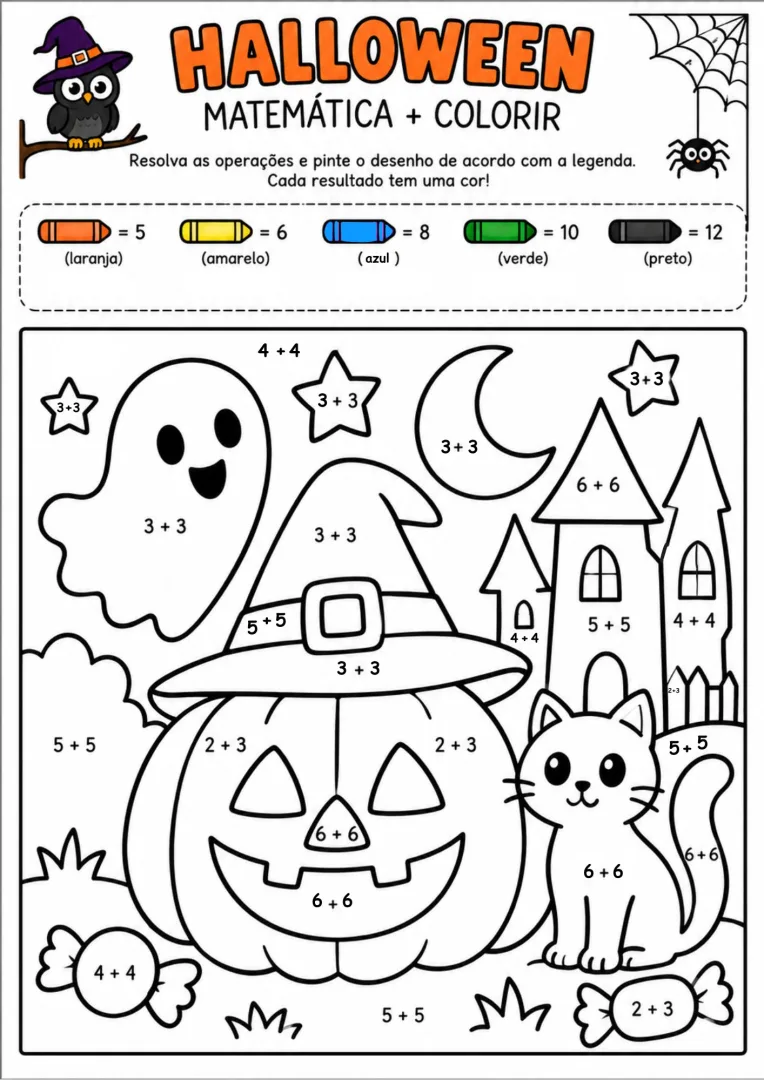 Kit Halloween Matemática – Atividades para Colorir Ensino Fundamental Pdf — imagem 5