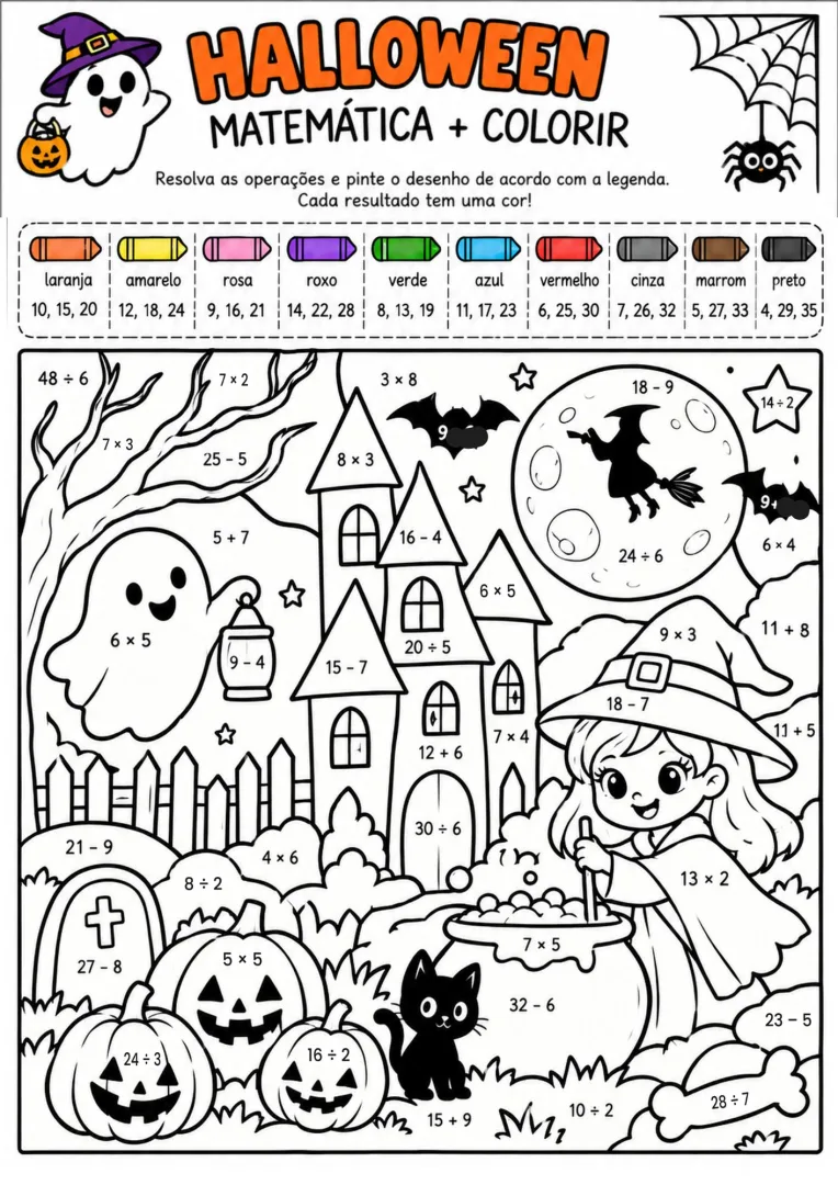 Kit Halloween Matemática – Atividades para Colorir Ensino Fundamental Pdf — imagem 6