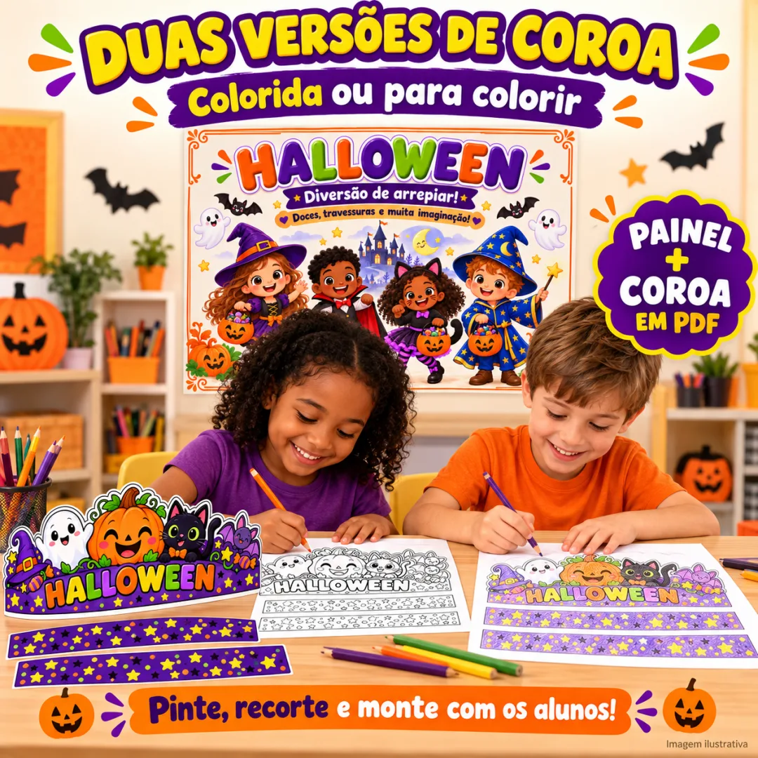 Kit Halloween – Painel + Coroa PDF - Ed. Infantil ao 5º ano EFI — imagem 2