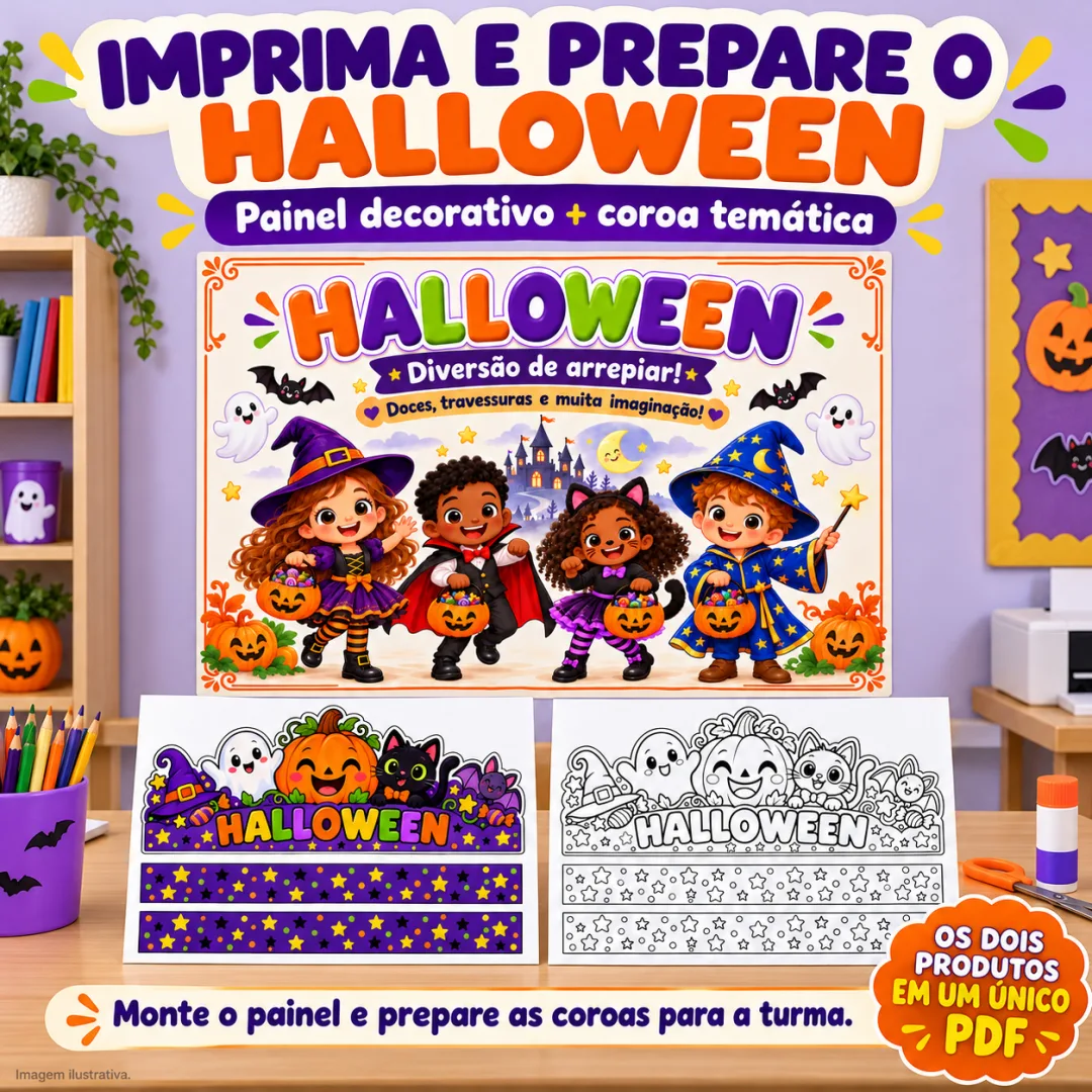 Kit Halloween – Painel + Coroa PDF - Ed. Infantil ao 5º ano EFI — imagem 3