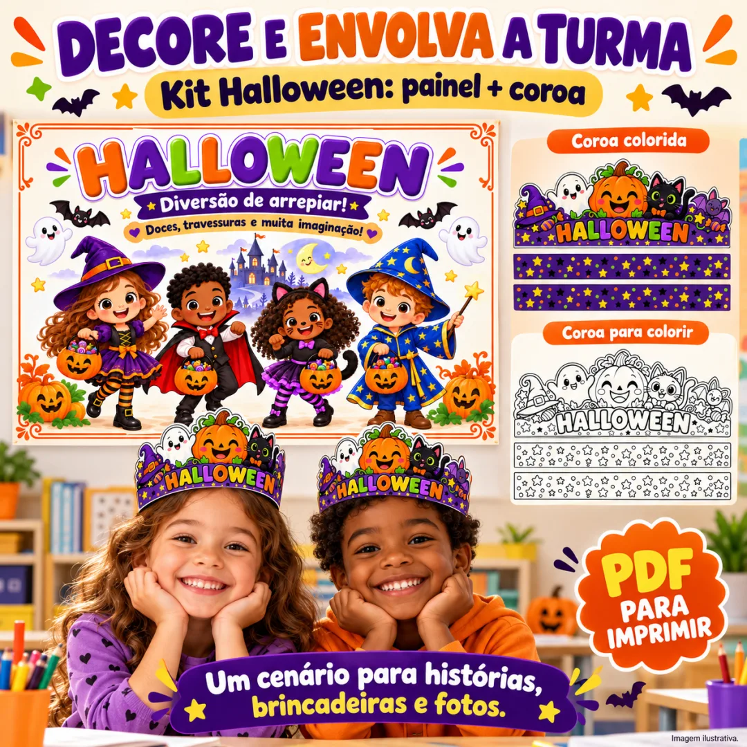 Kit Halloween – Painel + Coroa PDF - Ed. Infantil ao 5º ano EFI — imagem 4