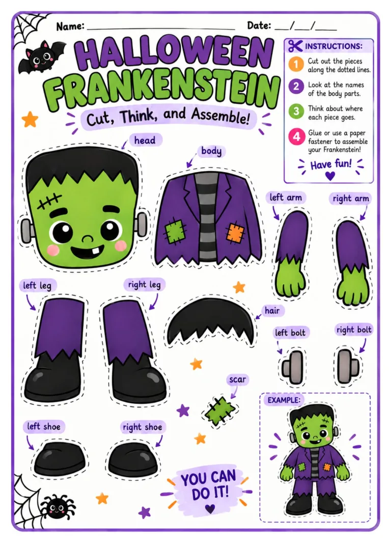Kit Halloween Partes do corpo em inglês 1 a 5 anos Pdf — imagem 4