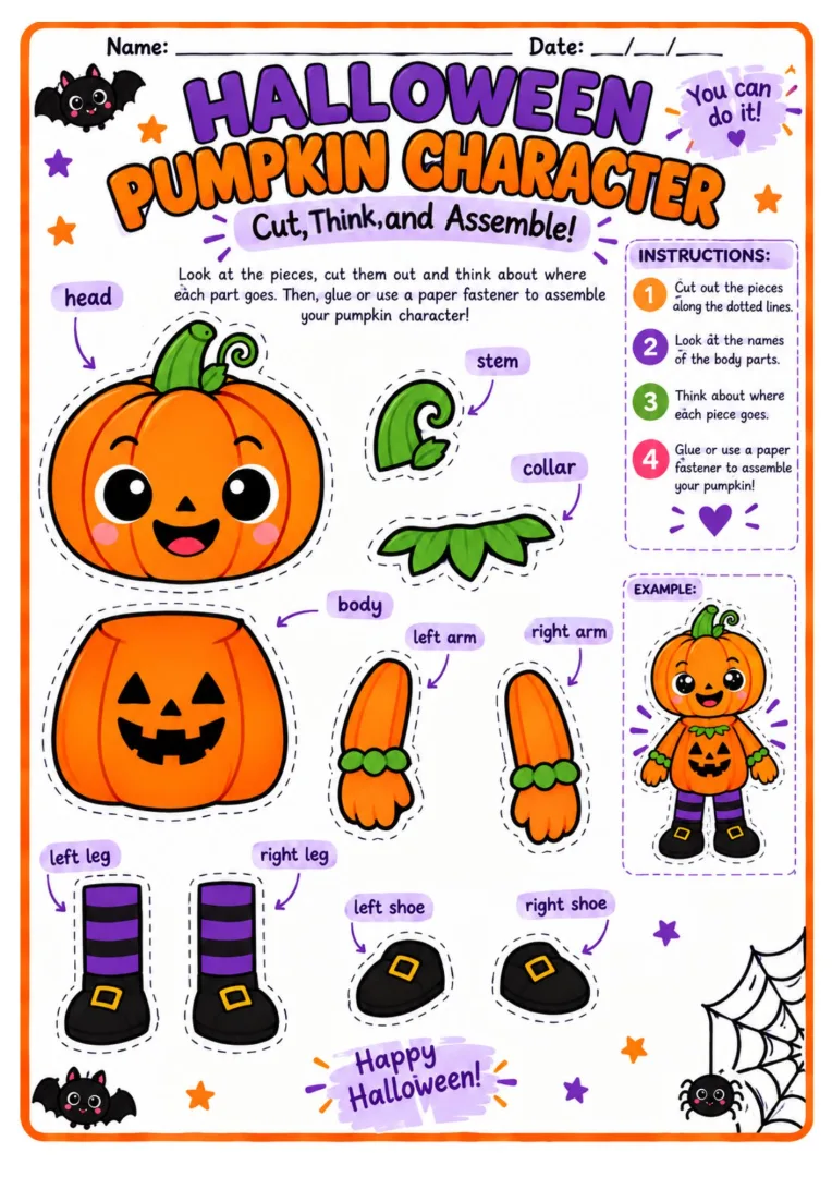 Kit Halloween Partes do corpo em inglês 1 a 5 anos Pdf — imagem 5