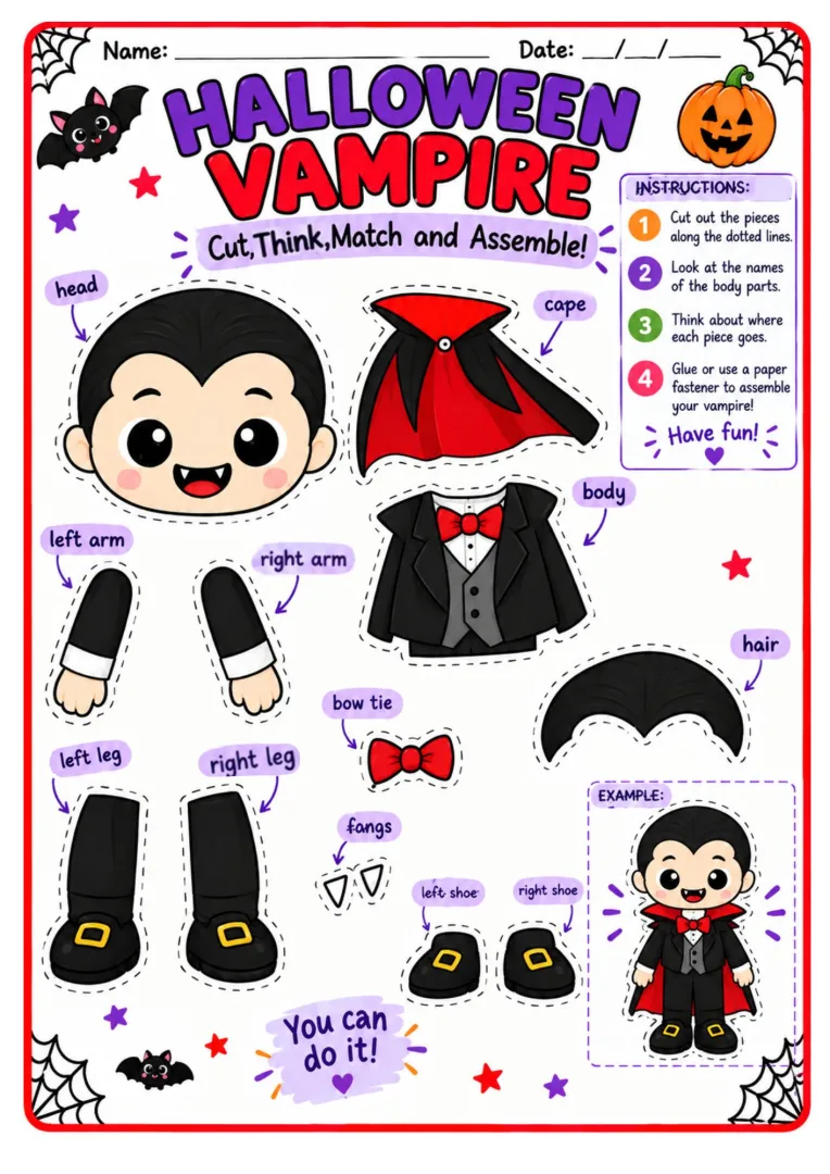 Kit Halloween Partes do corpo em inglês 1 a 5 anos Pdf — imagem 6
