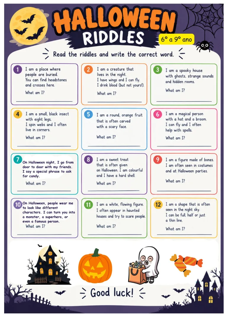 Kit Halloween Charadas Inglês 3 Níveis de Ensino fundamental e médio pdf — imagem 3
