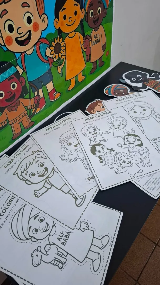🧡 KIT HISTÓRIA EM FANTOCHES: "OS MENINOS DE TODAS AS CORES" | PAINEL + ATIVIDADES 🧡 — imagem 7