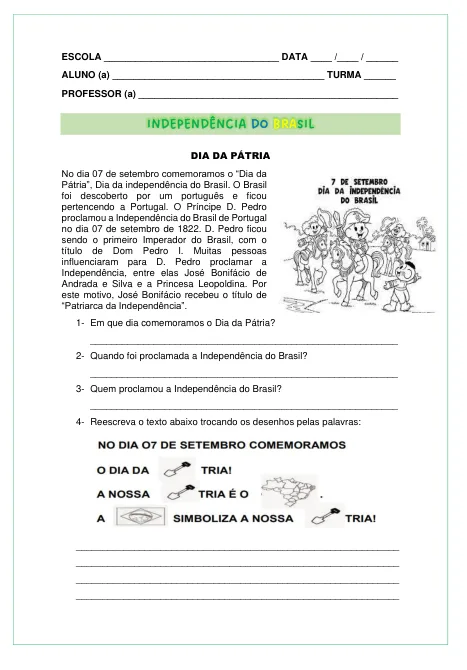 Kit Independência - Educação Infantil e ensino fundamental - PDF — imagem 5