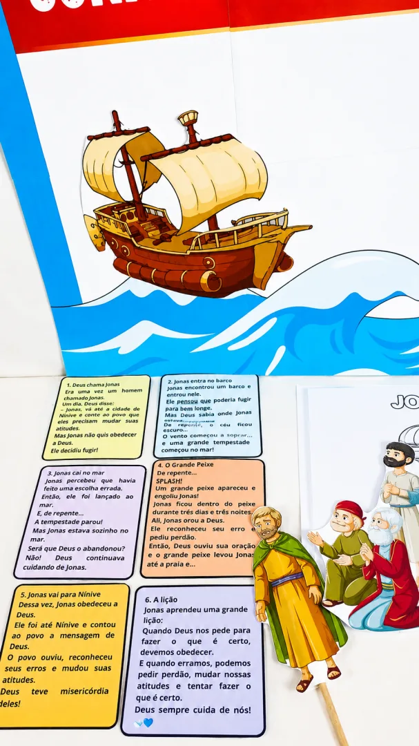 Kit Interativo para Contação de História Bíblica – Jonas e o Grande  Peixe — imagem 2