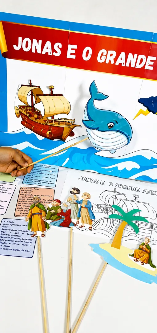 Kit Interativo para Contação de História Bíblica – Jonas e o Grande  Peixe — imagem 6