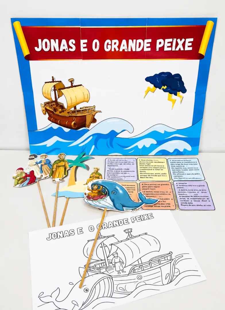 Kit Interativo para Contação de História Bíblica – Jonas e o Grande  Peixe — imagem 4