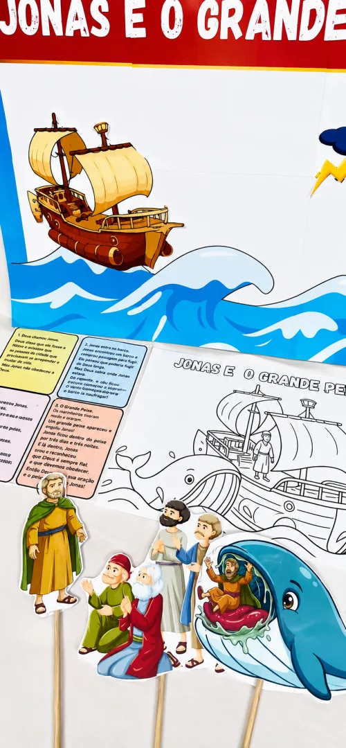 Kit Interativo para Contação de História Bíblica – Jonas e o Grande  Peixe — imagem 5