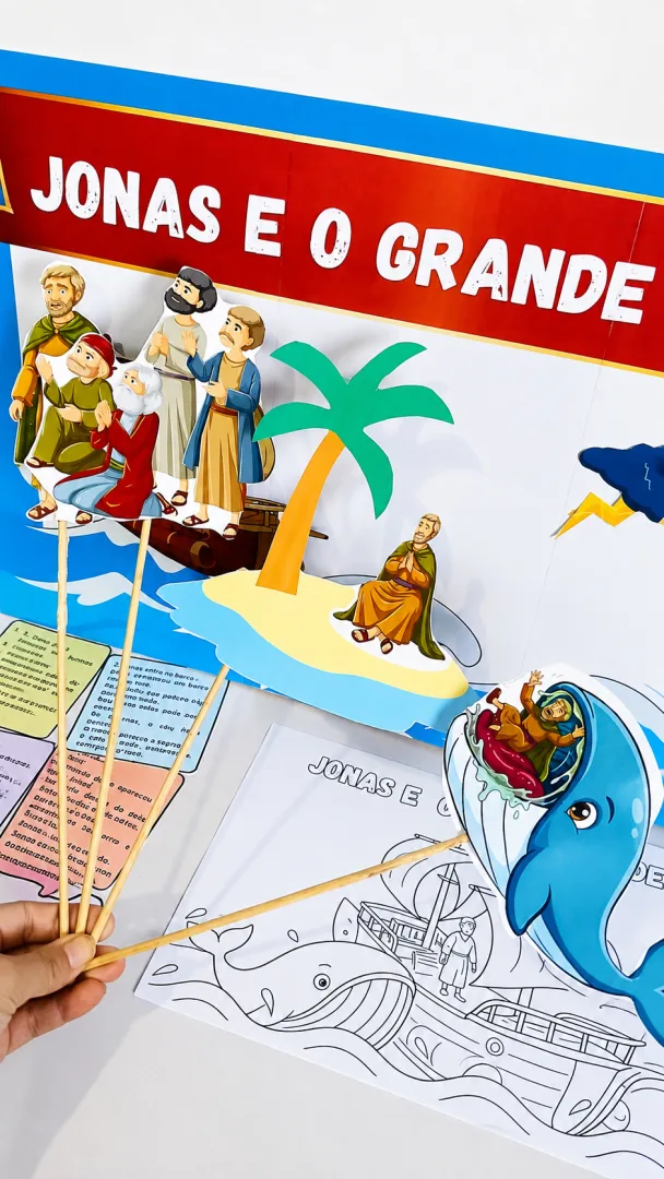 Kit Interativo para Contação de História Bíblica – Jonas e o Grande  Peixe — imagem 3